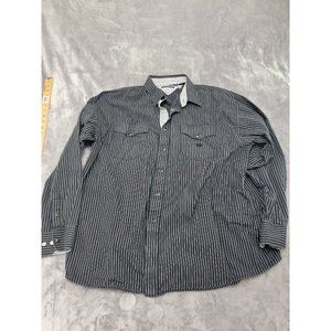 Panhandle Slim Mens‎ Black striped Pearl Snap Cowboy Western Shirt XL